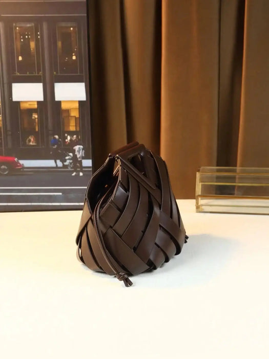 Woven Design Women Handbag, Tote Basket Bag, High-End Niche Inverted Triangle Shaped Fashion Commuter Bag, Casual Style SF