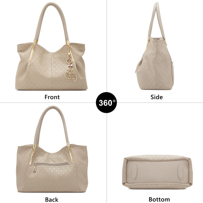 Genuine Leather Shoulder Bag – Elegant Casual Tote with Beading & Sequins for Women - Samanta Factory