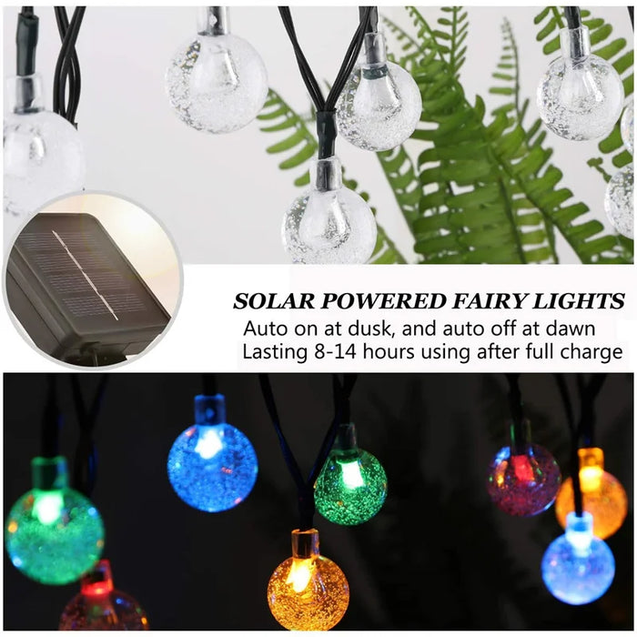 Solar Crystal Globe String Lights – 60 LED Waterproof Fairy Lights with 8 Lighting Modes - Samanta Factory