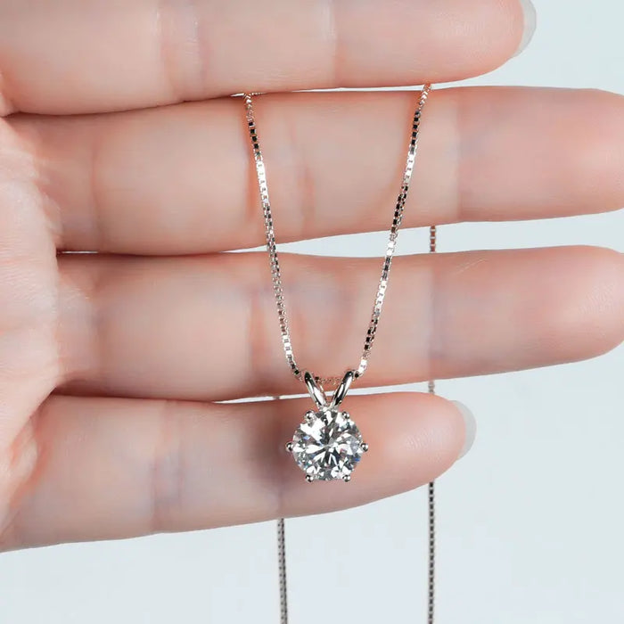 Moissanite Pendant Necklace – D-Color Round Solitaire