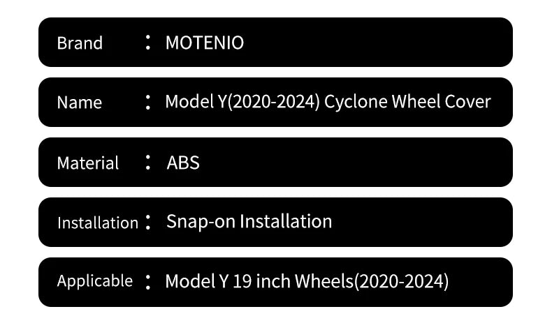 4PCS 19 Inch Cyclone Style Wheel Covers for Tesla Model Y (2020-2024) Right & Left Automobile Accessories Hubcaps Replacement - Samanta Factory