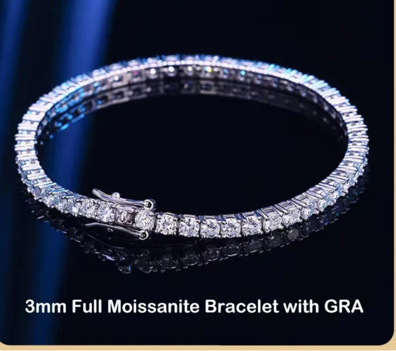 Certified Moissanite Tennis Bracelet 925 Sterling Silver Women’s Luxury Jewelry