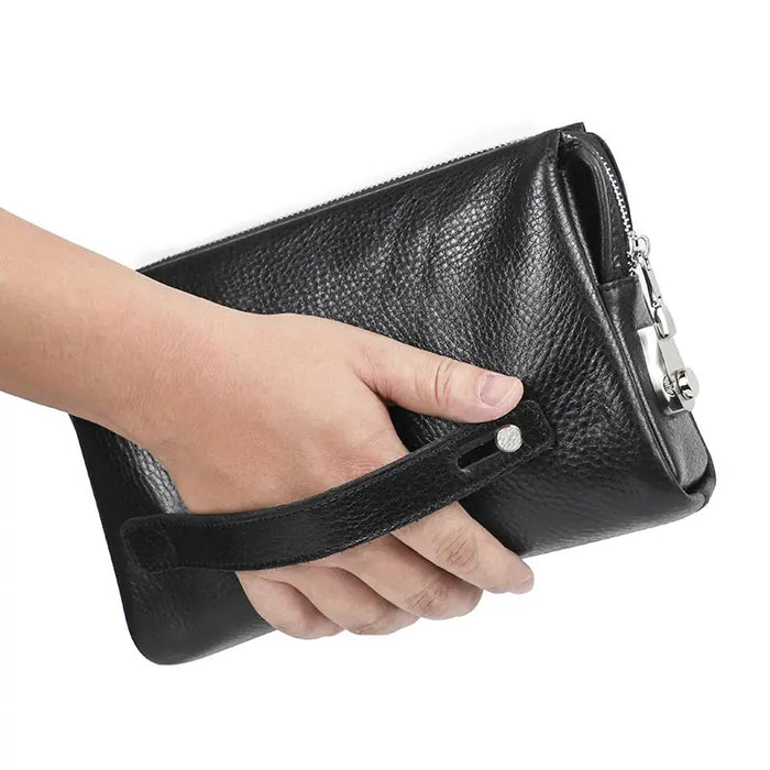 Men’s Leather Clutch Bag – Large Capacity Casual Hand Carry Bag SF