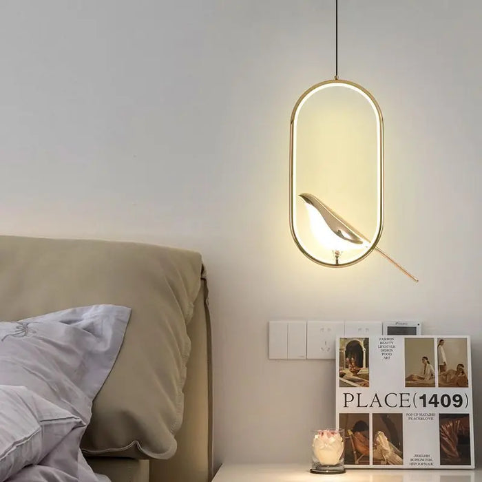 Bird Pendant Light – Modern Gold & Silver Hanging Lamp with Rotatable Magpie Design
