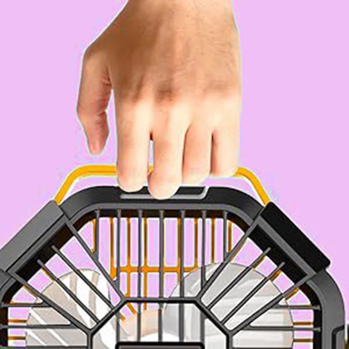 Camping Battery Fan – 10000mAh Rechargeable with LED Light & 4-Speed Wind Control - Samanta Factory