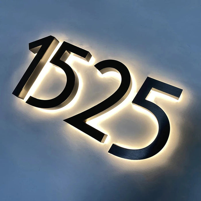 LED House Number Light – Outdoor Waterproof Illuminated Stainless Steel Address Plaque SF