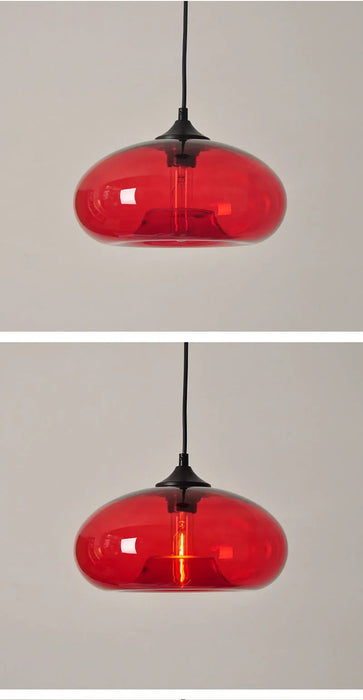Modern Glass Pendant Light – Elegant LED Ceiling Fixture with Iron Finish - Samanta Factory