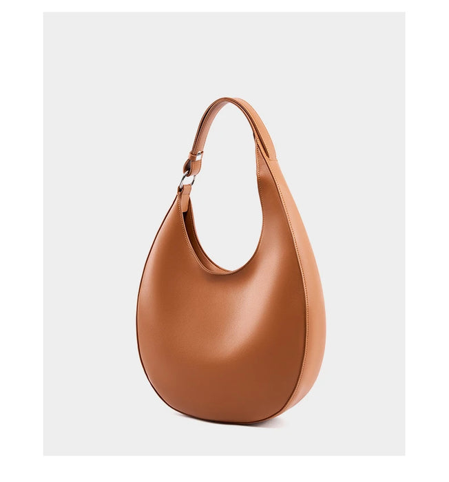 Half-Moon Shoulder Bag – Soft Versatile Leather Handbag for Women - Samanta Factory