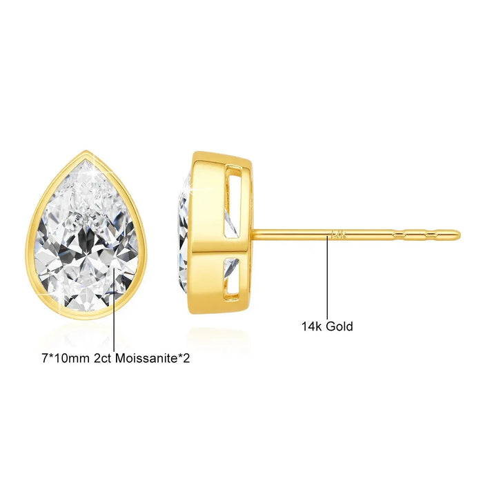 Luxury Bezel-Set Pear Moissanite Earrings for Wedding & Engagement Jewelry SF