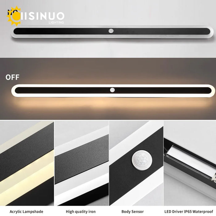 Outdoor LED Wall Light with Motion Sensor – IP65 Waterproof Aluminum Lamp for Porch, Garden, Garage, Villa - Samanta Factory