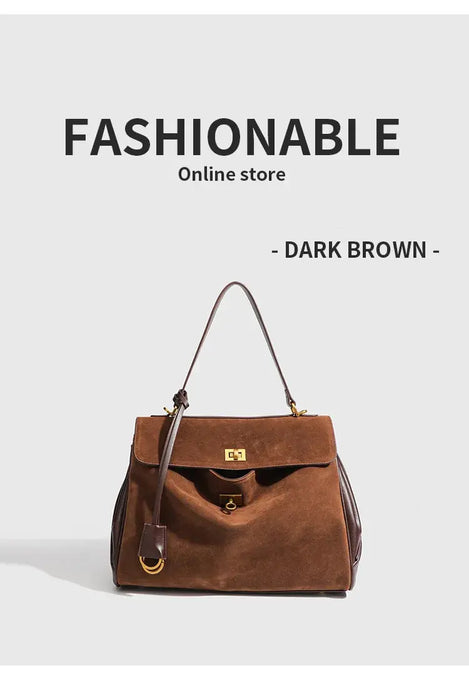 Microfiber Leather Shoulder Bag – Large Square with Lock SF