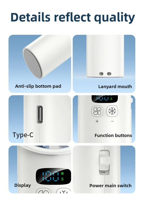 Portable Ice Cooling Handheld Fan – 5200mAh USB Rechargeable High-Speed Mini Fan Sf
