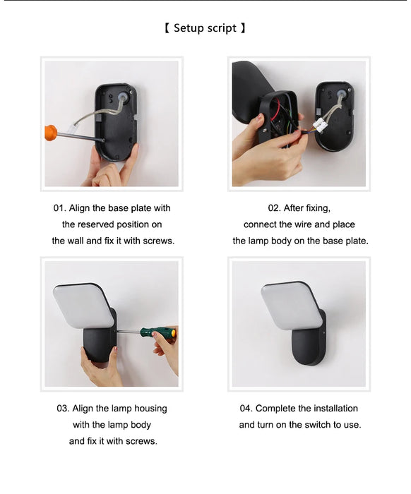 Outdoor LED Wall Lamp with PIR Motion Sensor – Waterproof IP65 12W Aluminum Light for Porch & Garden - Samanta Factory