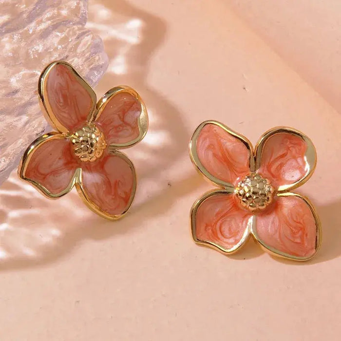 Stud Earrings – Vintage Petal Design in Stainless Steel SF