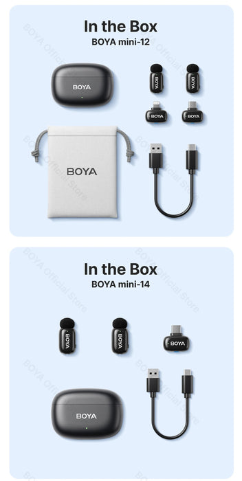 BOYA Mini Wireless Microphone – 2.4GHz Lavalier Mic with Charging Case for iPhone & Android