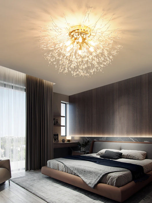 Crystal Dandelion Ceiling Light – 4-Light Nordic Chandelier for Living Room & Dining Room