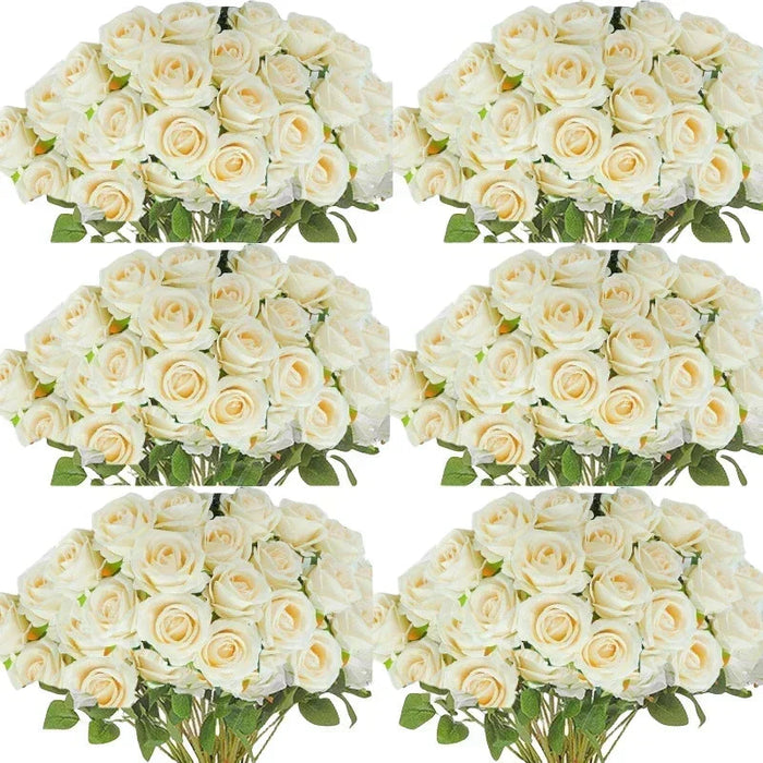 Artificial Velvet Roses – 50PCS Long-Stem Flower Bouquet SF