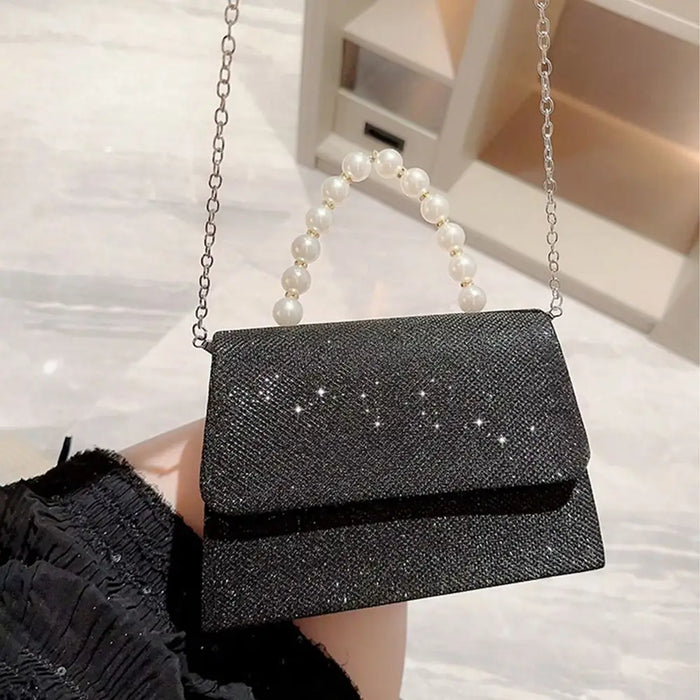 Women's Evening Clutch Bag – Soft Polyester Banquet Handbag with Metal Detailing