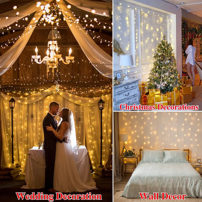 Festive Solar-Powered Curtain Lights with Waterproof Design & Remote Control - Samanta Factory