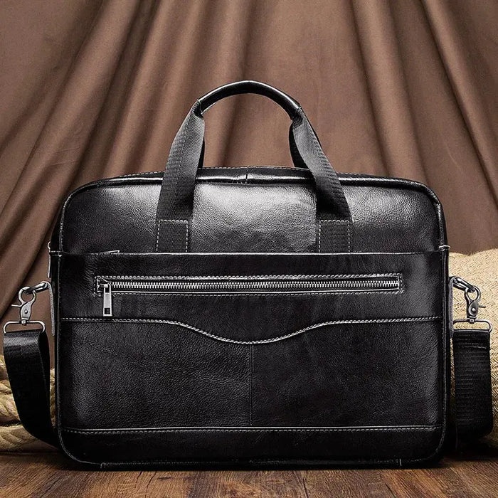 Leather Business Briefcase – Lightweight Men’s Work Tote Bag SF