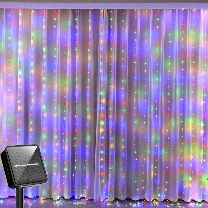Festive Solar-Powered Curtain Lights with Waterproof Design & Remote Control - Samanta Factory