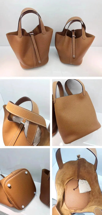 Cowhide Leather Bucket Bag – Soft Fashion for Four Seasons SF