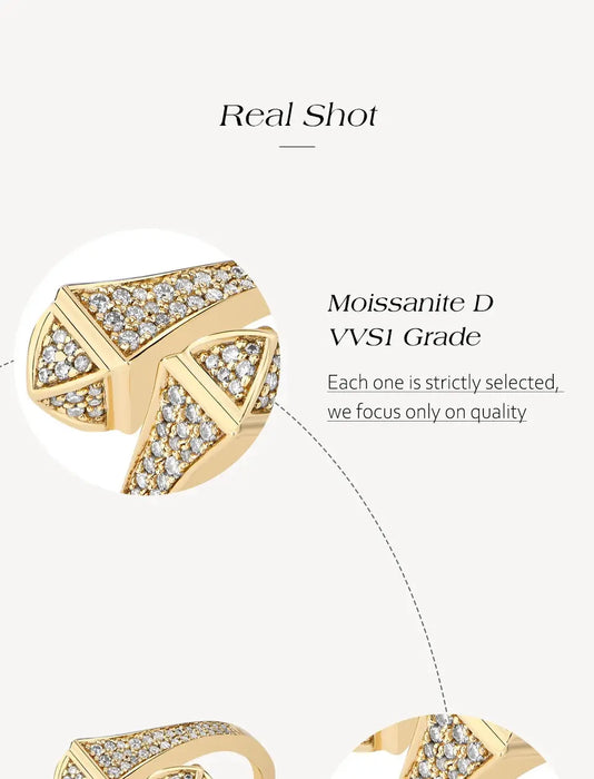 Double Snake Moissanite Ring – S925 Silver Adjustable Design SF