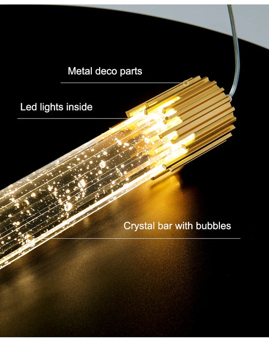 Modern Black & Gold LED Pendant Light – Crystal Rod Design for Ambient Lighting - Samanta Factory