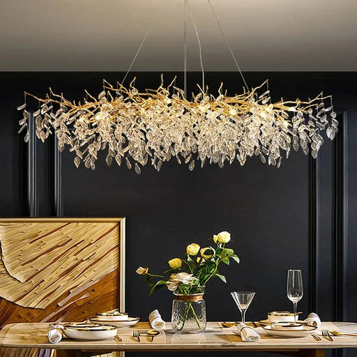 Modern crystal semi-flush mount chandelier with up and down metal shades