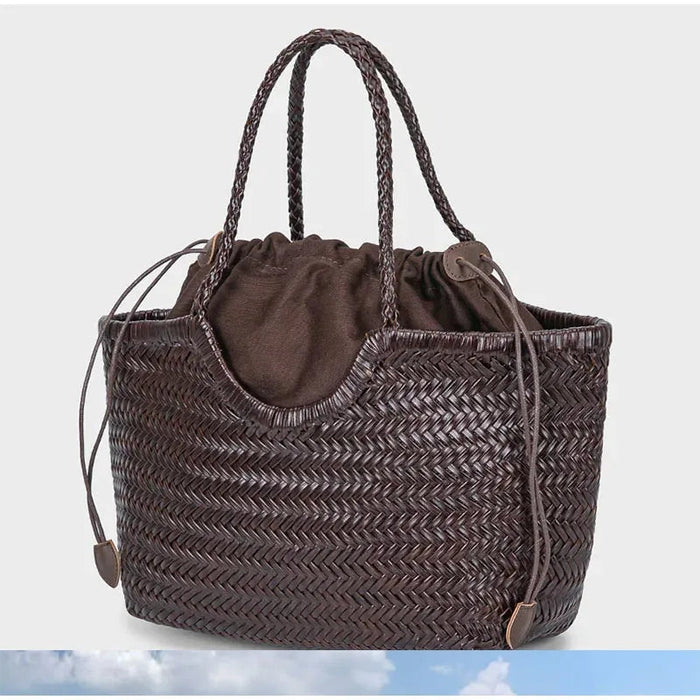 Hand-Woven Tote Bag – French Style Basket Shoulder Bag SF