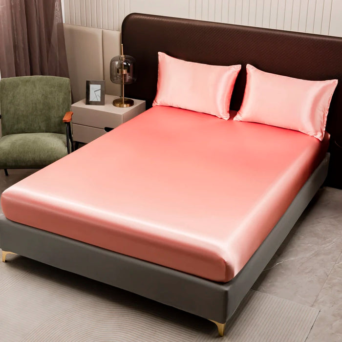 KISS NEST Satin Bed Sheet Set – Smooth 200TC Polyester, Twin to King Sizes - Samanta Factory