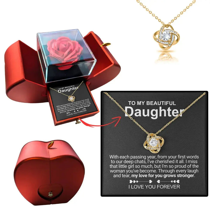 Heart Knot Pendant Necklace – Sparkling Zircon Gift for Daughters SF