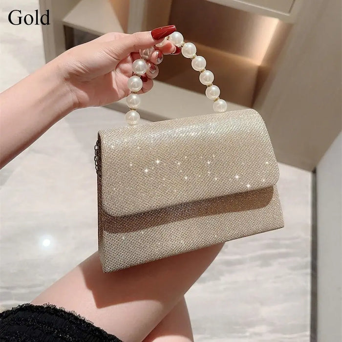 Women's Evening Clutch Bag – Soft Polyester Banquet Handbag with Metal Detailing