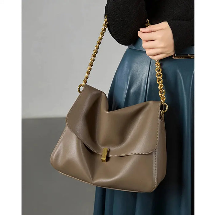 Leather Crossbody Bag - Vintage Soft Flap Style SF