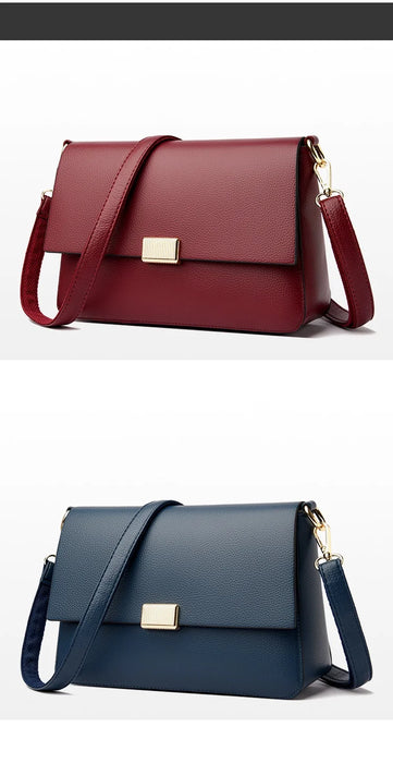 Women’s Genuine Leather Shoulder Bag – Square Ruched Handbag with Hasp Closure - Samanta Factory