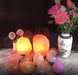 USB Himalayan salt lamp with color-changing LED, pure crystal stone, and neem wood base for calming home decor and relaxation