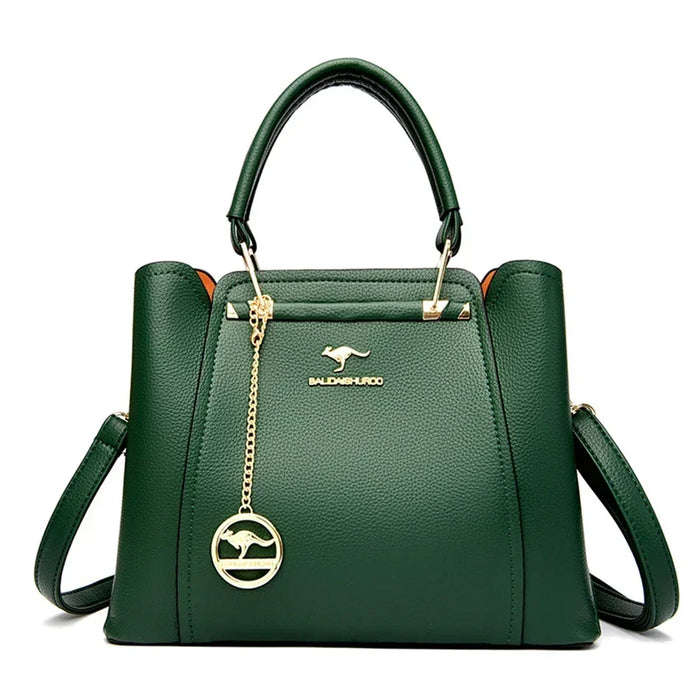 Women’s Soft PU Leather Handbag – Fashionable Casual Tote with Sequined Detail - Samanta Factory