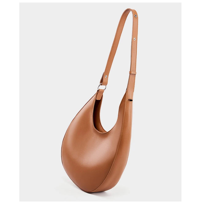Half-Moon Shoulder Bag – Soft Versatile Leather Handbag for Women - Samanta Factory