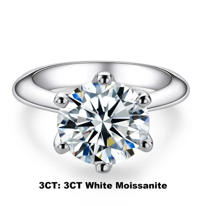 925 Sterling Silver 18K Gold Plated Classic Prong-Set Moissanite Ring
