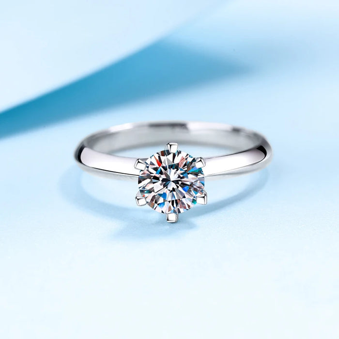 Moissanite Engagement Ring – D-Color VVS1 Sterling Silver