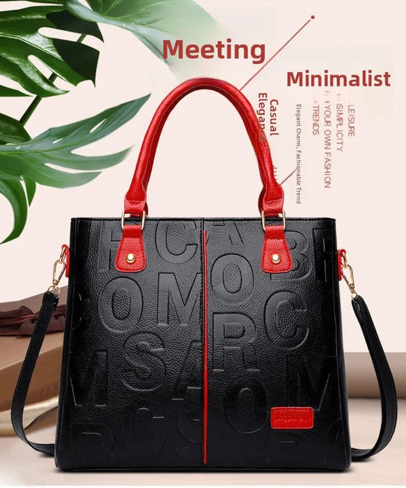 Women's Large Capacity PU Leather Tote Bag – Minimalist Urban Shoulder Bag SF