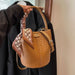 PU Leather Knitted Bucket Bag – Soft Casual Messenger Handbag for Women - Samanta Factory