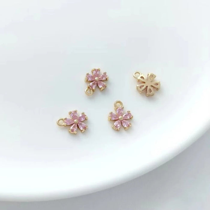 Personalized Sparkling Name Necklace with Floral Charm- Zircon Peach Blossom Pendant SF
