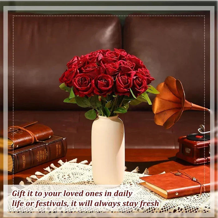 Artificial Velvet Roses – 50PCS Long-Stem Flower Bouquet SF