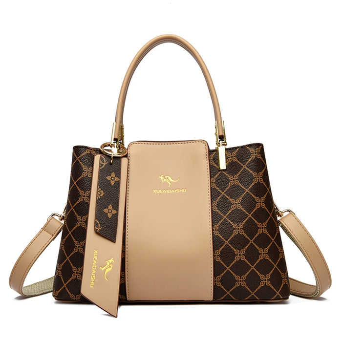 Luxury Fashion Print Handbag – Large Capacity Soft Leather Shoulder & Crossbody Bag for Women - Samanta Factory