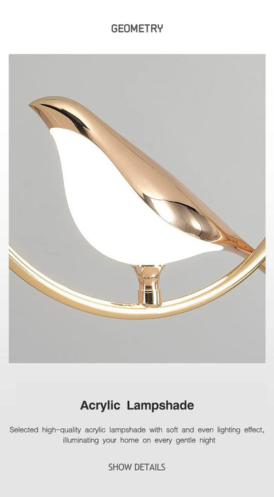 Bird Pendant Light – Modern Gold & Silver Hanging Lamp with Rotatable Magpie Design