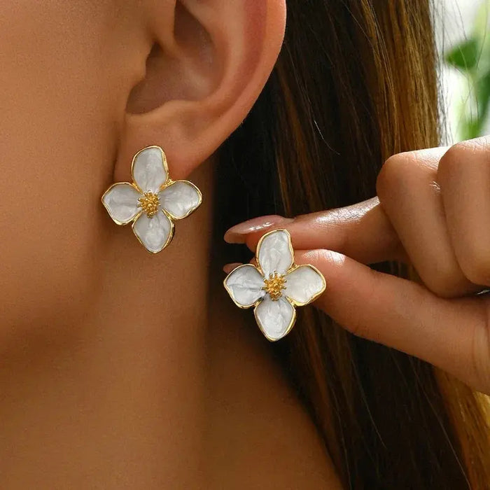 Stud Earrings – Vintage Petal Design in Stainless Steel SF