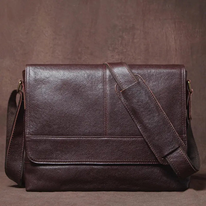 Vintage Leather Satchel Bag – Soft Men’s Crossbody Shoulder Bag SF