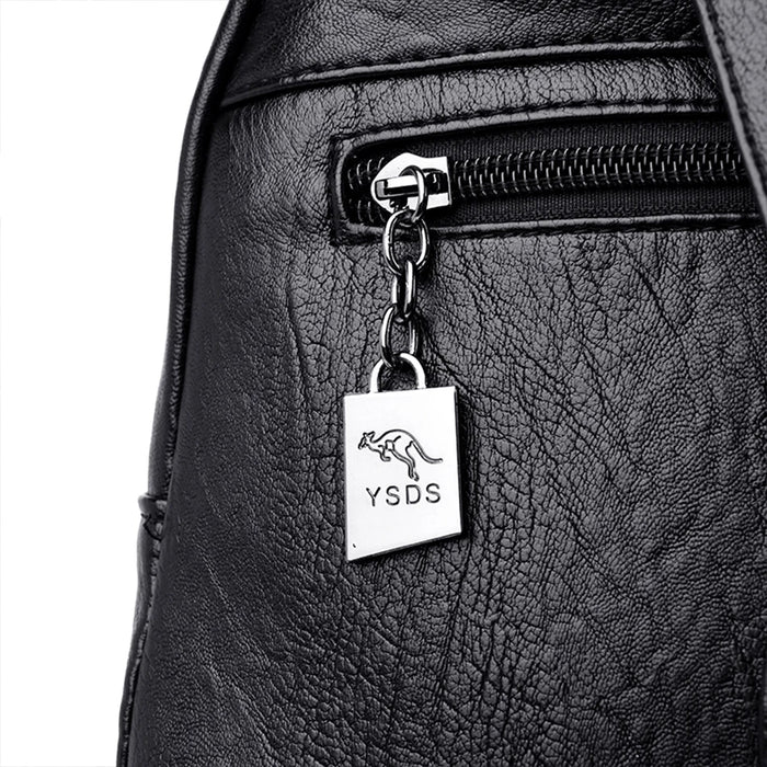 High-Quality Leather Backpack for Women – Large Capacity Travel & School Bag, Fashionable Mochila Shoulder Bag - Samanta Factory
