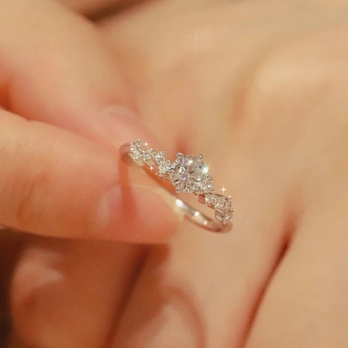 Moissanite Ring – S925 Sterling Silver 18K White Gold Plated